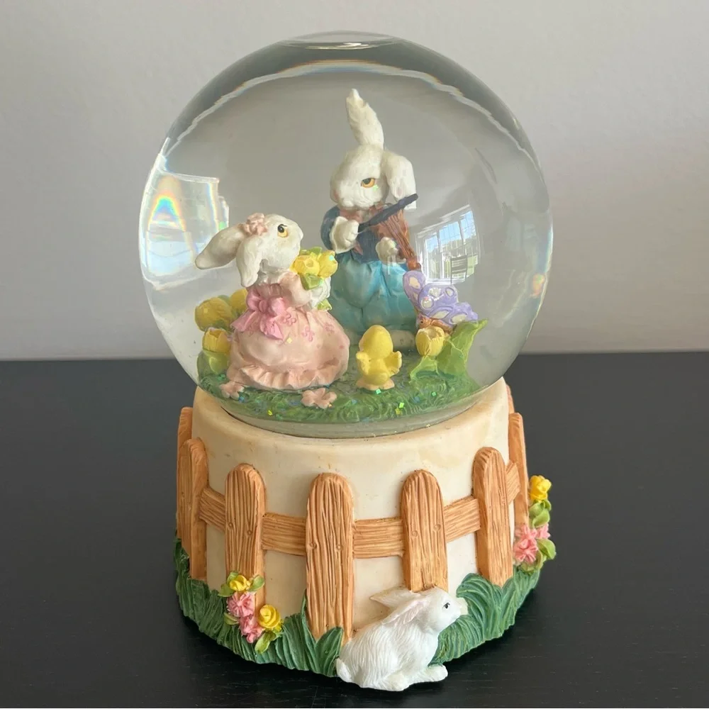 Silvestri Bunny Cellist Water Globe Rare Vintage - Picture 1 of 10